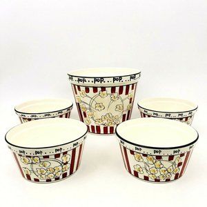 5 Piece Ceramic Popcorn Bowl Set